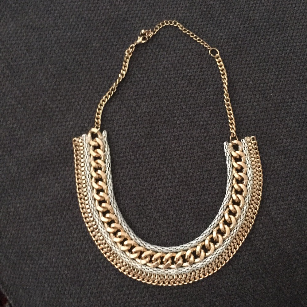 Forever 21 White and Gold Statement Bib Necklace
